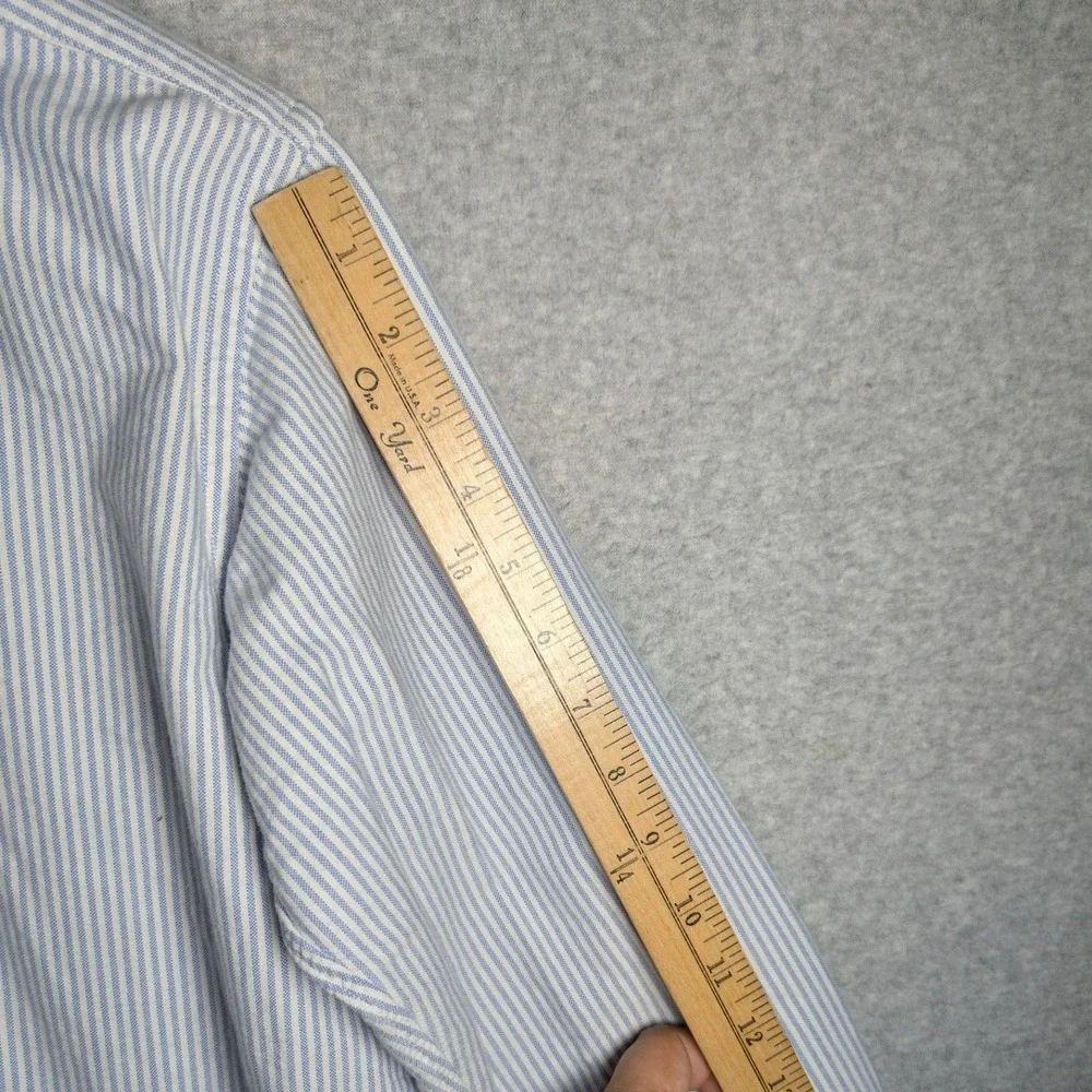 Ralph Lauren Boys Blue White Striped Oxford Button Down Shirt Size 14 Cotton